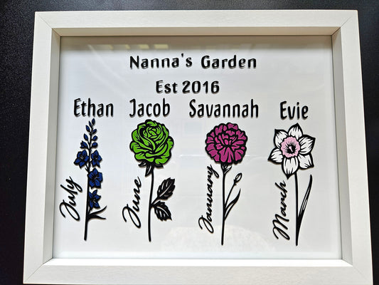 customised birth flower garden frame